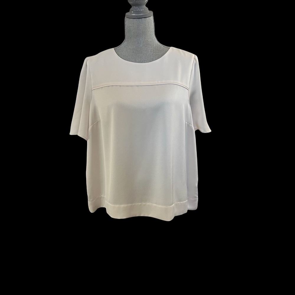 J Crew 365 Blouse Size 16 Cream Short Sleeves Work to Weekend Minimalist EUC